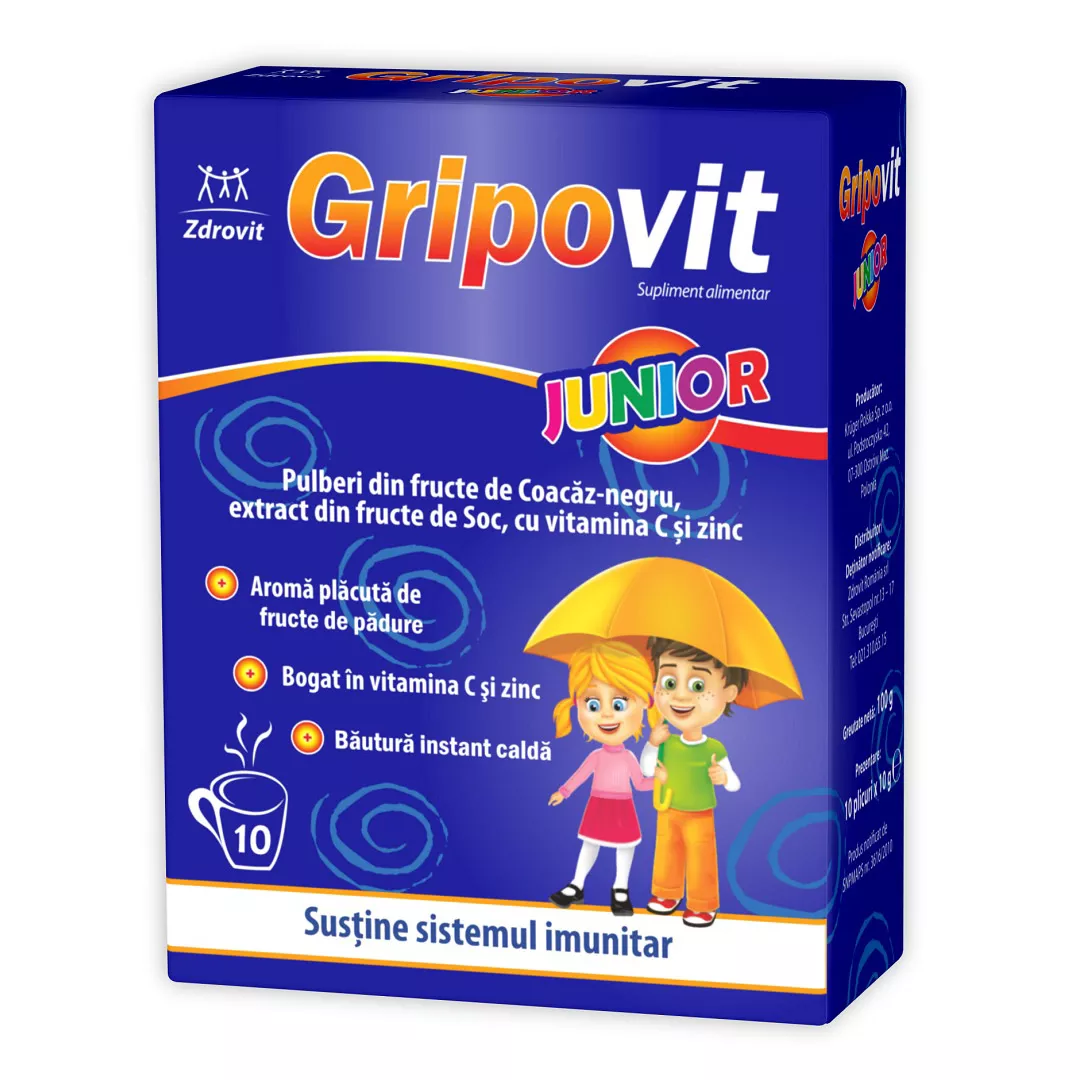 Gripovit Junior, 10 plicuri, Zdrovit, [],farmaciabajan.ro