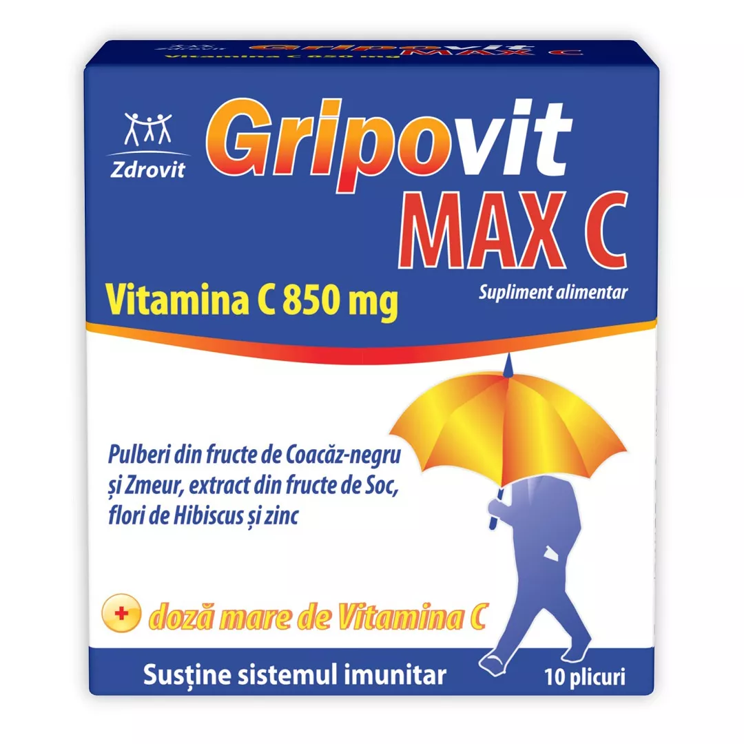 Gripovit Max C, 10 plicuri, Zdrovit, [],farmaciabajan.ro