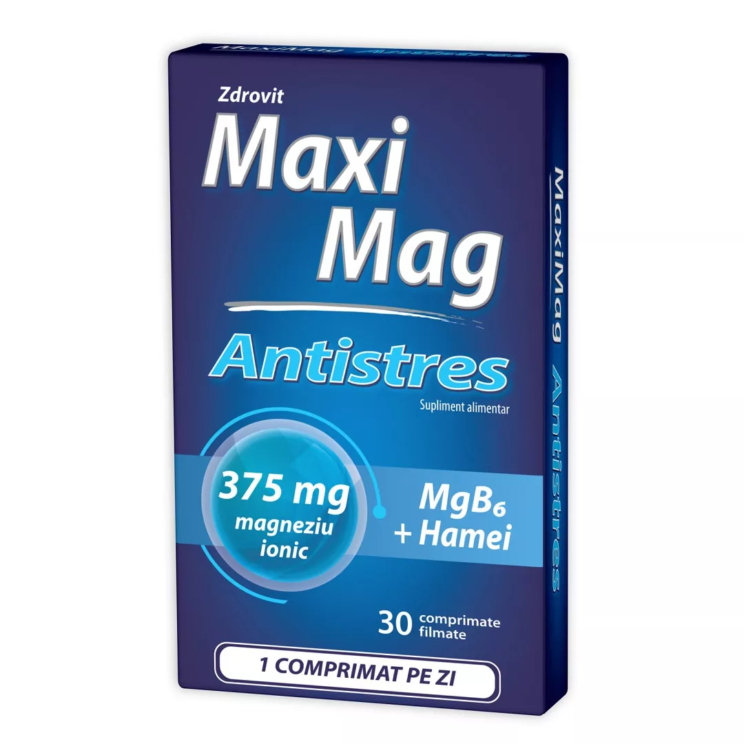 MaxiMag Antistres 375 mg, 30 comprimate, Zdrovit, [],farmaciabajan.ro