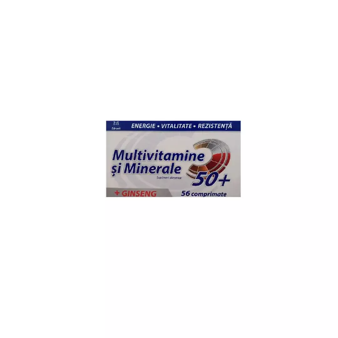 Multivitamine si Minerale cu Ginseng 50+, 56 comprimate, Zdrovit, [],https:farmaciabajan.ro
