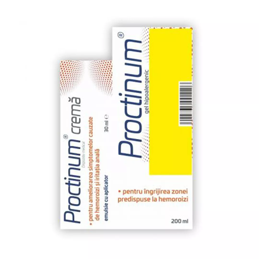 Pachet: Proctinum gel hipoalergenic pentru igiena ano-rectala, 200 ml + Proctinum crema, 30 ml, Zdrovit , [],farmaciabajan.ro