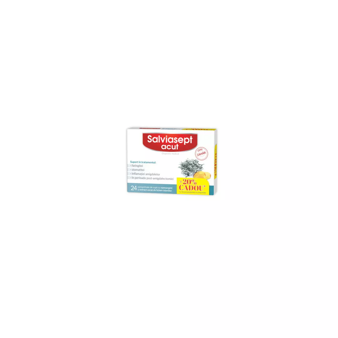 Salviasept Acut, fara zahar, 24 comprimate - 20% Cadou, Natur Produkt, [],farmaciabajan.ro