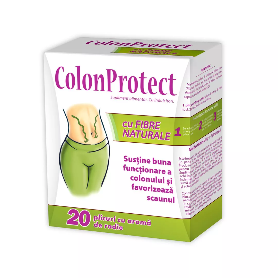 Colon Protect cu fibre naturale si gust de rodie, 20 plicuri, Zdrovit, [],farmaciabajan.ro
