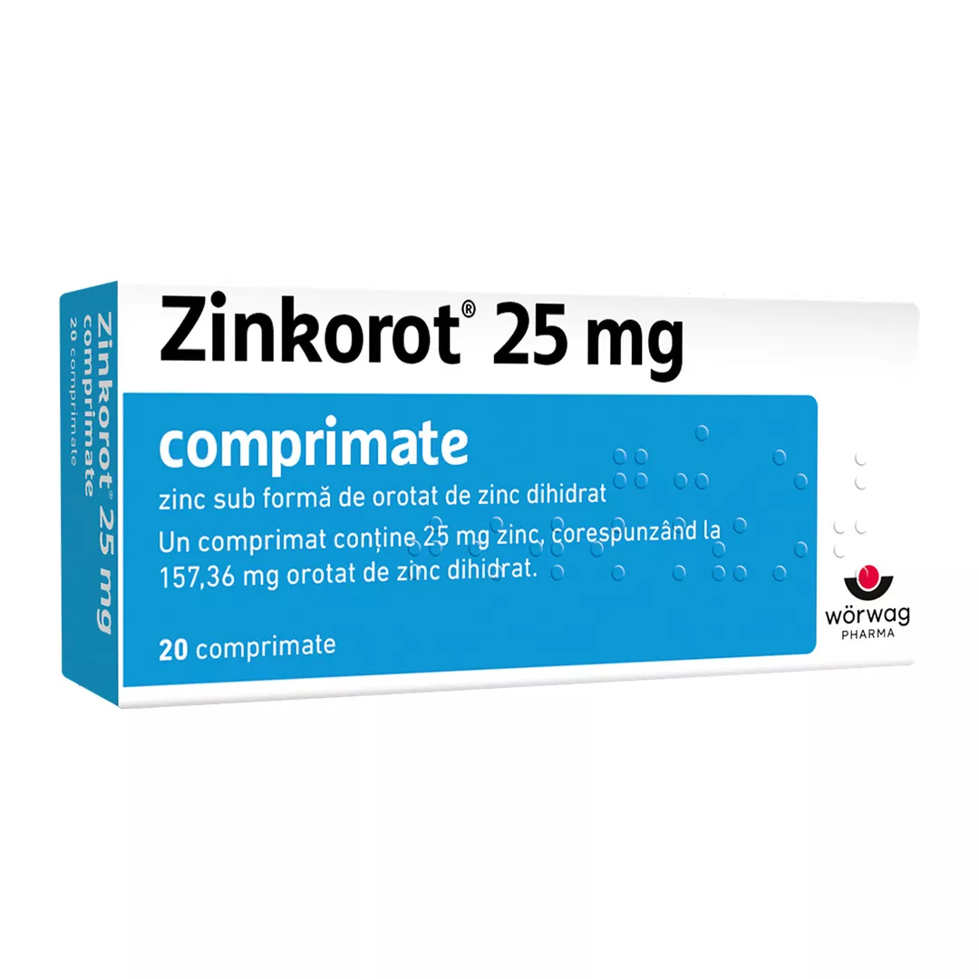 Zinkorot, 25 mg, 20 comprimate, Worwag, [],farmaciabajan.ro
