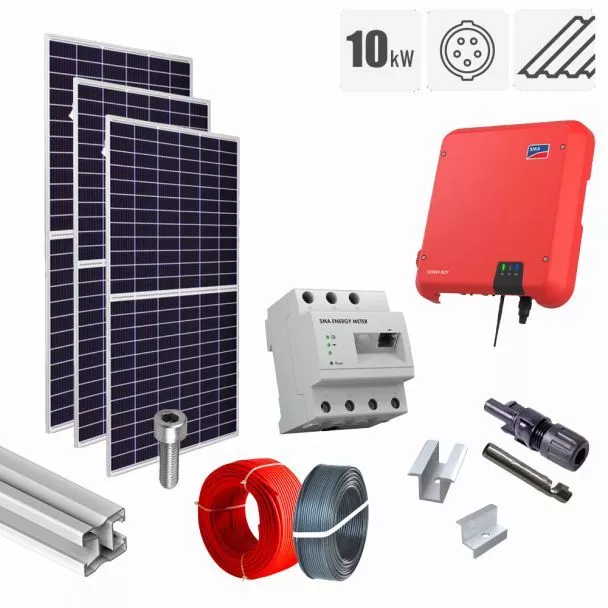 Kit fotovoltaic 10.66 kW on grid, panouri QCells, invertor trifazat SMA, tigla metalica, [],bricolajmarket.ro