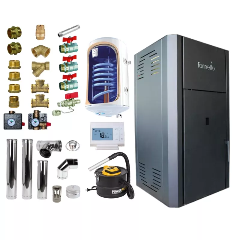 Pachet centrala peleti Fornello Primo B 30, boiler 100l, termostat wireless, kit evacuare, aspirator cenusa, kit montaj, [],bricolajmarket.ro