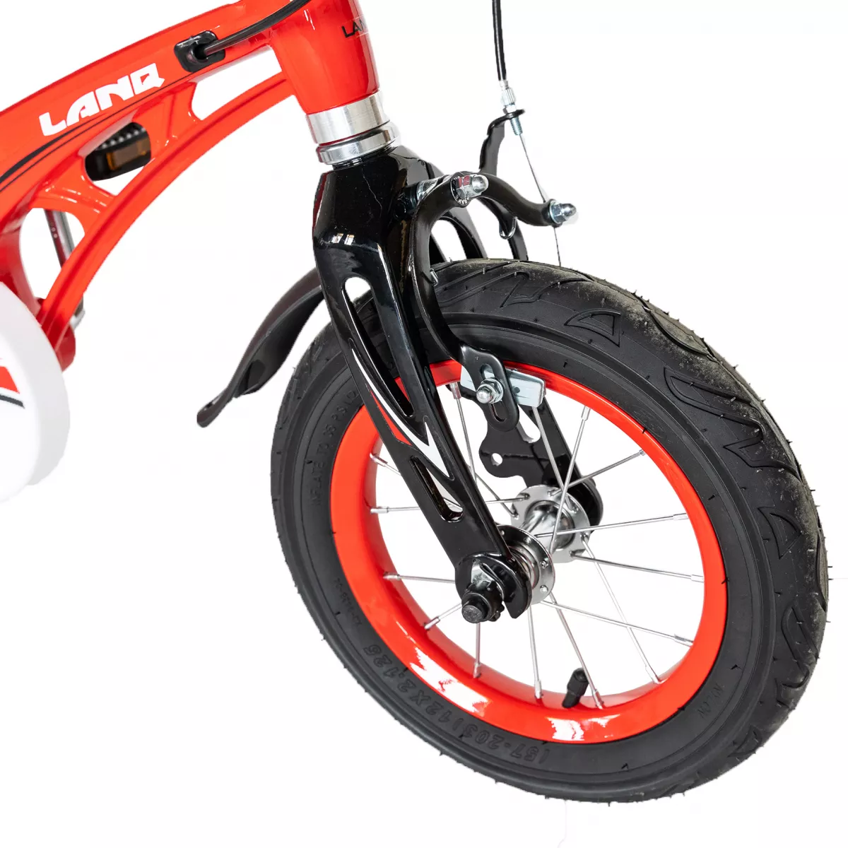 Bicicleta copii W1246D, roata 12", cadru aliaj magneziu, frana C-Brake, roti ajutatoare, 2-4 ani, rosu/negru