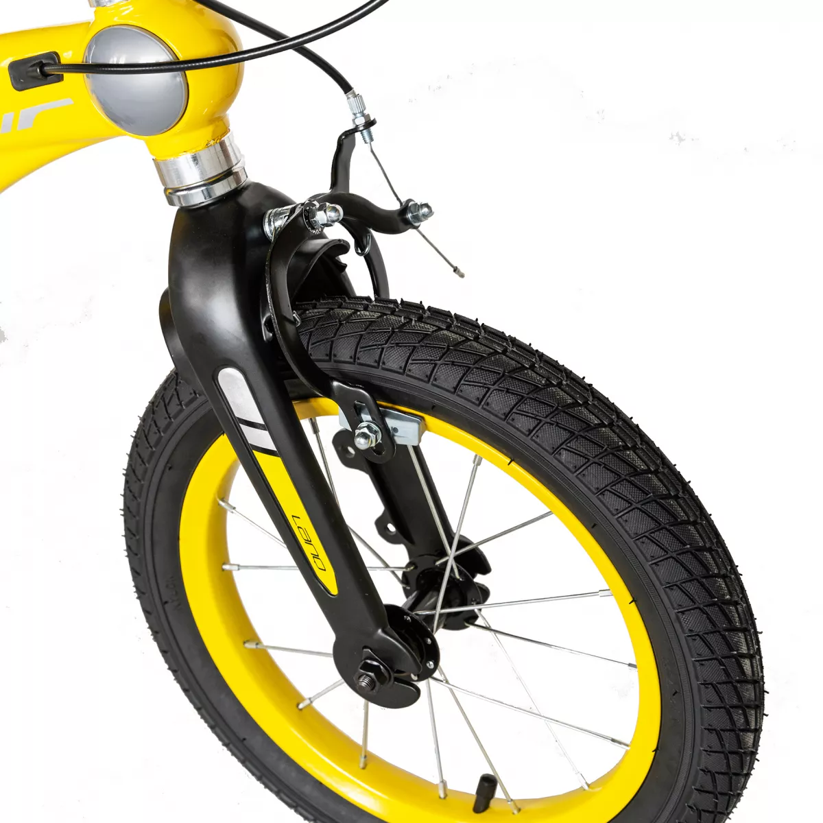 Bicicleta copii W1439D, roata 14", cadru aliaj magneziu, frana C-Brake, roti ajutatoare, 3-5 ani, galben/negru