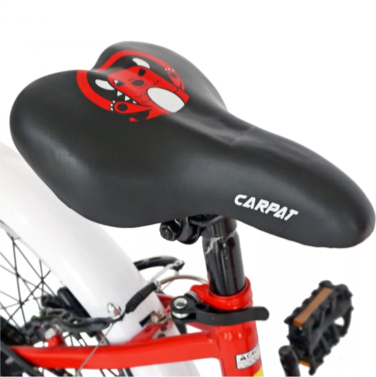 Bicicleta fete CARPAT C1402C, roata 14", V-Brake, roti ajutatoare, 3-5 ani, rosu/alb
