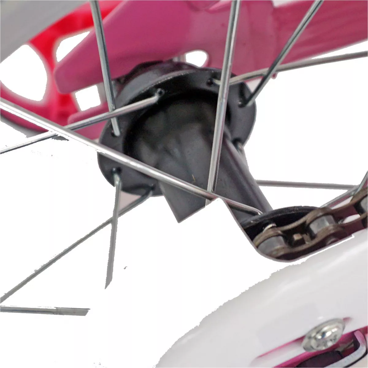 Bicicleta fete VELORS V1402A, roata 14", C-Brake, roti ajutatoare, 3-5 ani, roz/alb 