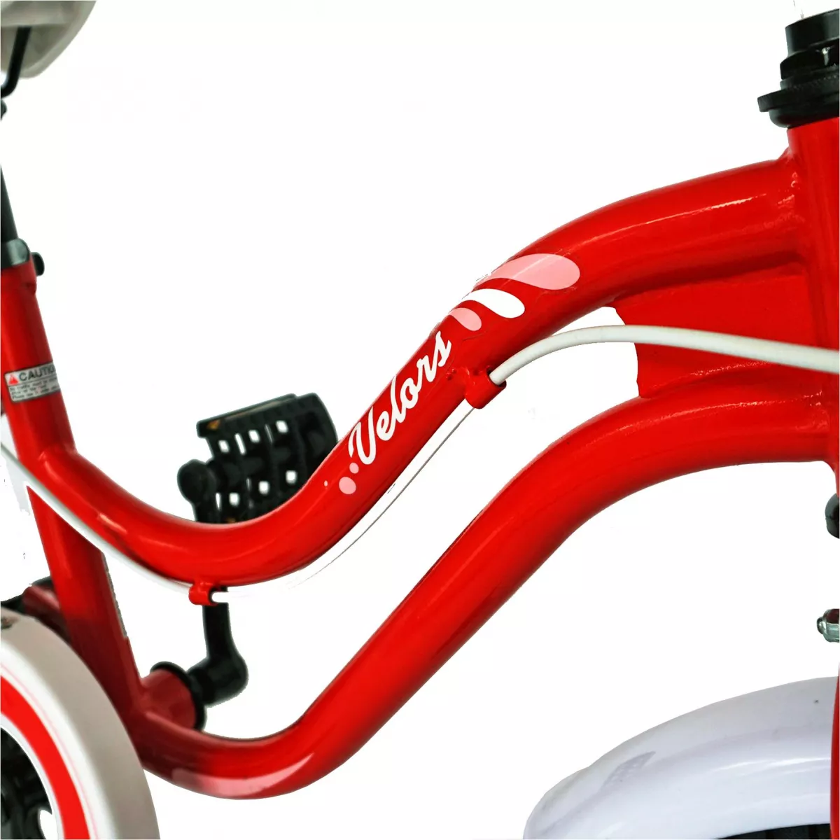 Bicicleta copii 16" VELORS V1602A, cadru otel, culoare rosu/alb, roti ajutatoare, varsta 4-6 ani - RESIGILATA