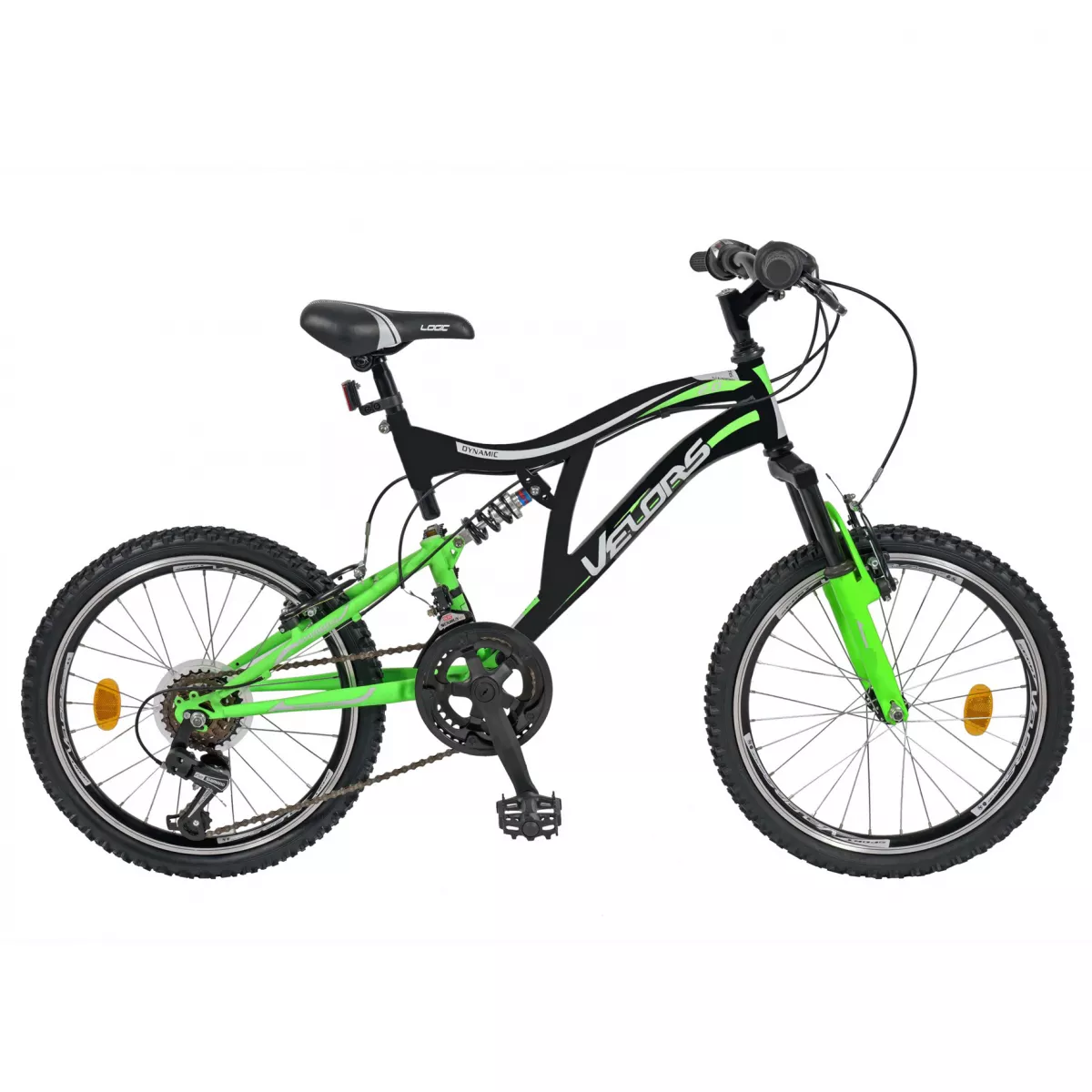 Bicicleta copii MTB-FS  20" VELORS V2069B, cadru otel, culoare negru / verde, varsta 7-10 ani - RESIGILATA