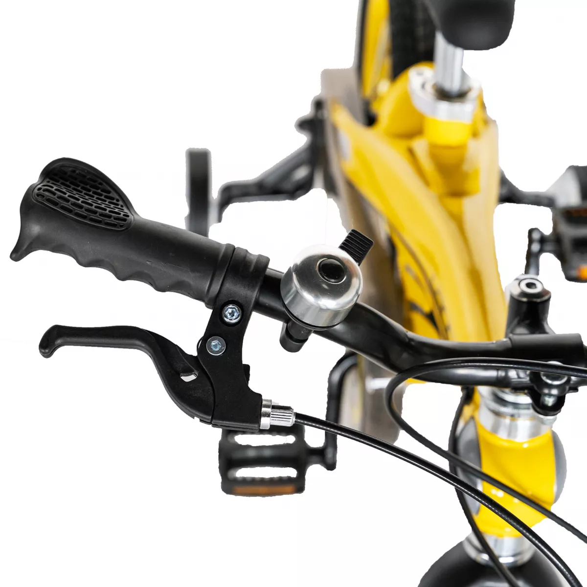 Bicicleta copii W1639D, roata 16", cadru aliaj magneziu, frana C-Brake, roti ajutatoare, 4-6 ani, galben/negru