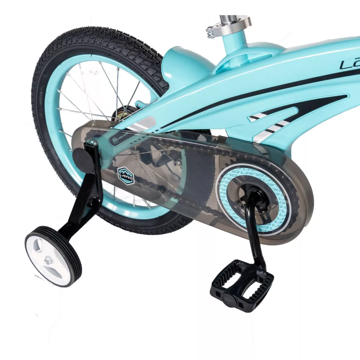 Bicicleta copii W1639D, roata 16", cadru aliaj magneziu, frana C-Brake, roti ajutatoare, 4-6 ani, albastru/negru