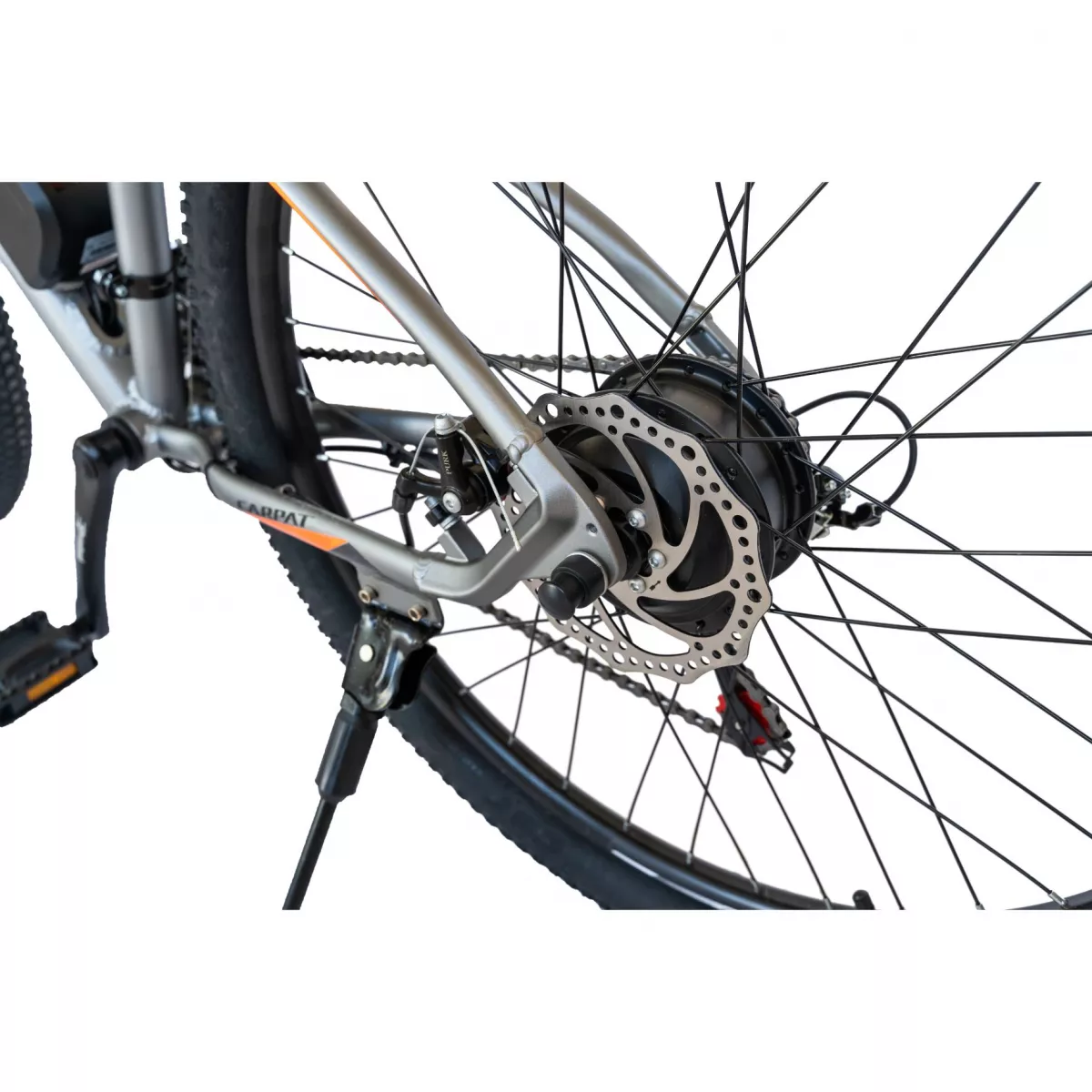 Bicicleta electrica MTB (E-BIKE) CARPAT 27.5" C1009E, cadru aluminiu, frane mecanice disc, transmisie SHIMANO 21 viteze, culoare gri/portocaliu 