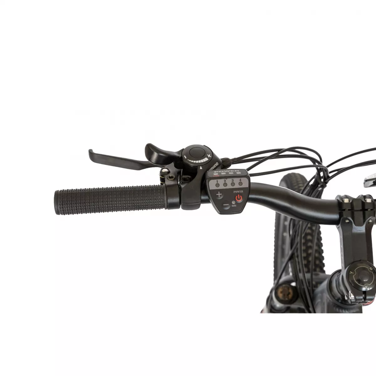 Bicicleta electrica MTB (E-BIKE) CARPAT 27.5" I1008E, cadru aluminiu, frane mecanice disc, echipare SHIMANO 21 viteze, culoare negru/rosu