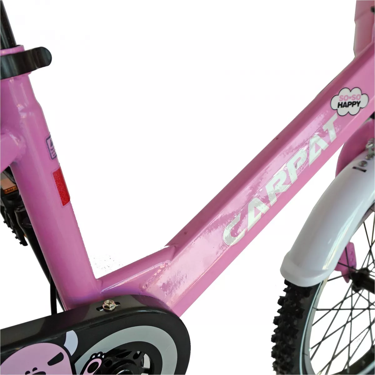Bicicleta fete CARPAT C1402C, roata 14", V-Brake, roti ajutatoare, 3-5 ani, roz/alb - RESIGILATA