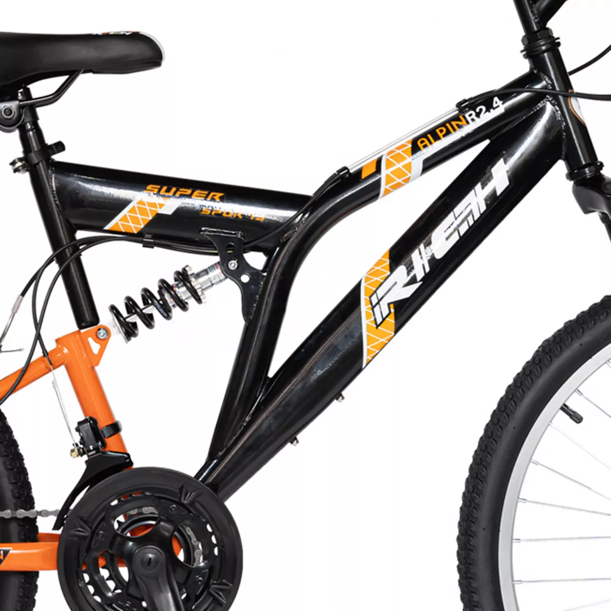 Bicicleta MTB-FS  24" RICH Alpin R2449A, 18 viteze, culoare  negru/portocaliu