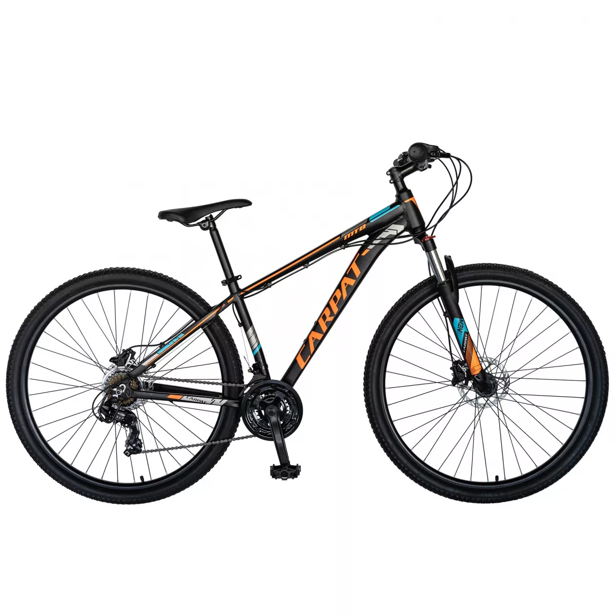 Bicicleta MTB-HT 27" CARPAT C2799H, cadru aluminiu, 21 viteze, culoare negru/portocaliu  