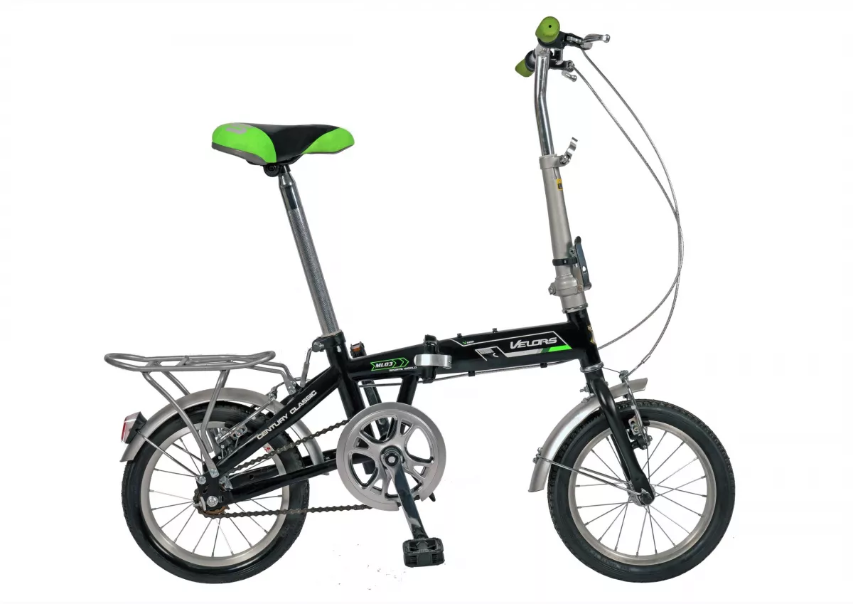 Bicicleta pliabila 14" VELORS  V1411A, cadru otel, culoare negru / verde - RESIGILATA