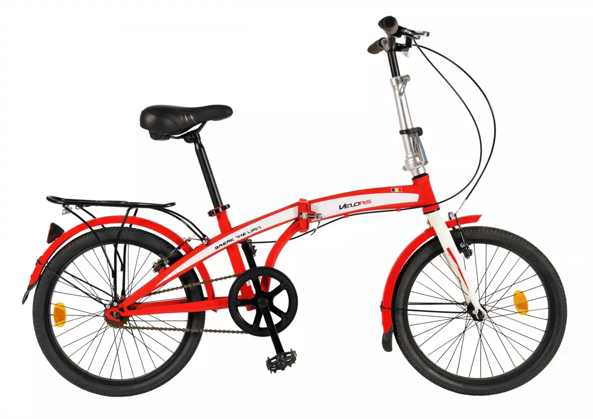 Bicicleta pliabila 20" VELORS  V2051C, cadru otel, culoare rosu / alb - RESIGILATA