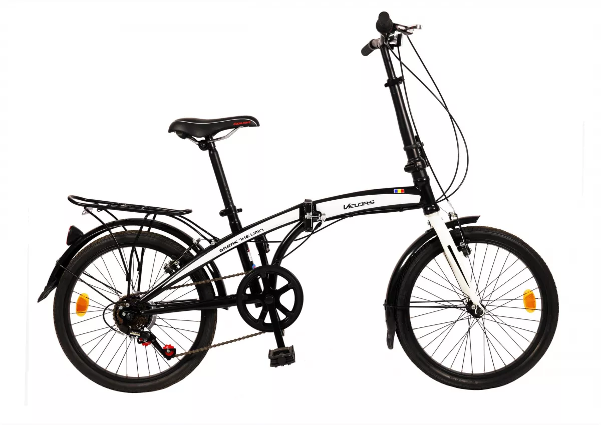 Bicicleta pliabila 20" VELORS  V2053C, cadru otel, culoare negru / alb