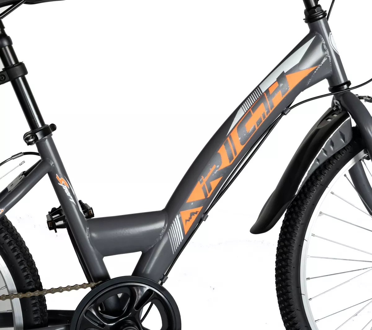 Bicicleta TREKKING 24" RICH R2430A, 6 viteze, culoare gri/portocaliu