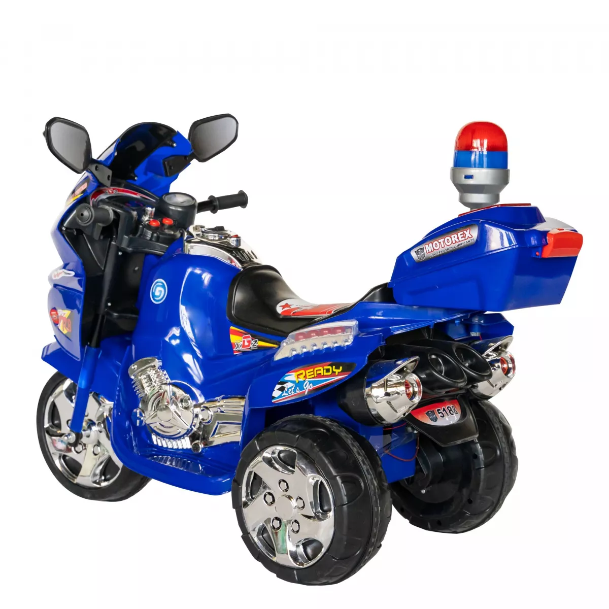 Motocicleta electrica copii cu baterie, muzica si girofar, culoare albastru