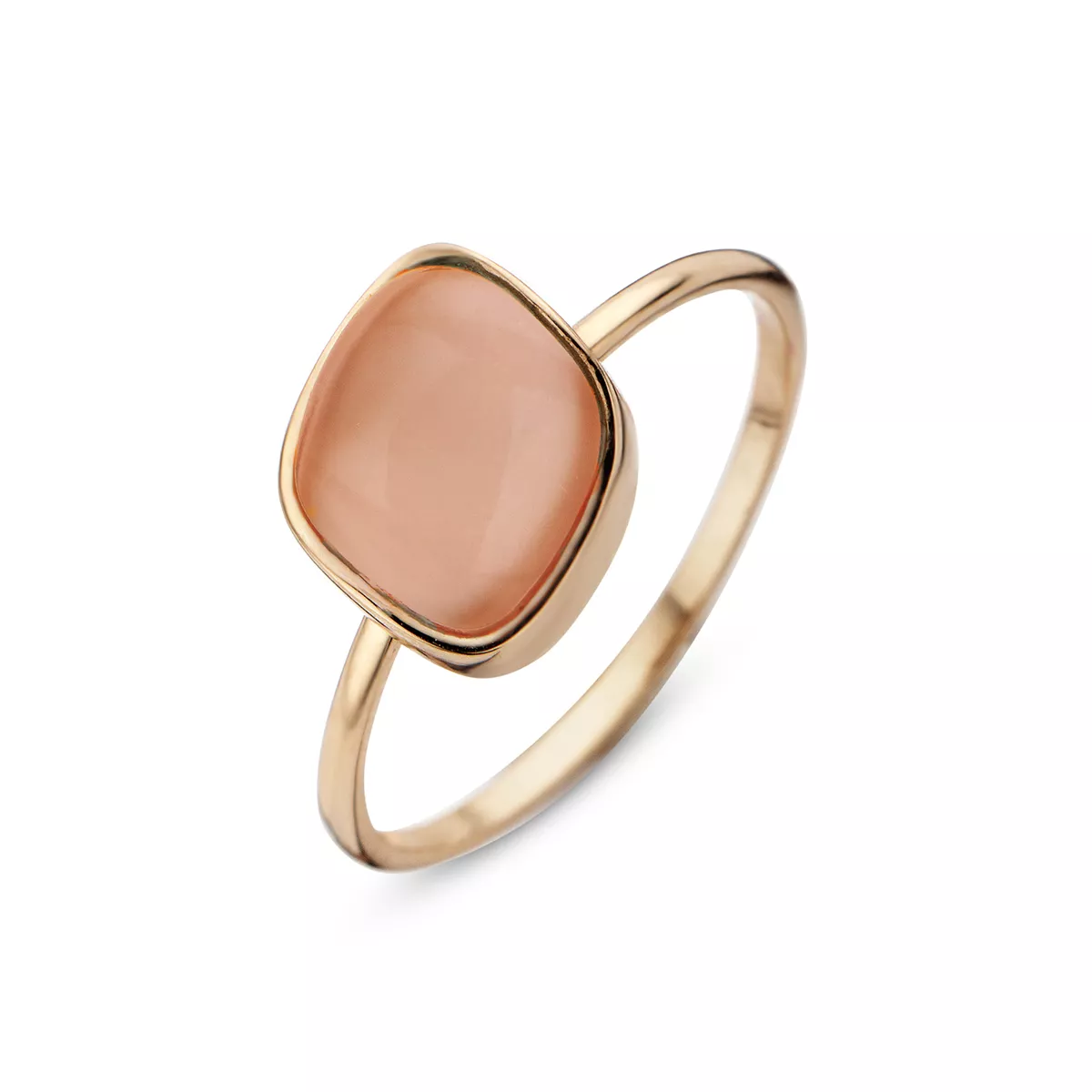 Inel  Bigli cu moonstone si diamante, din aur roz de 18K