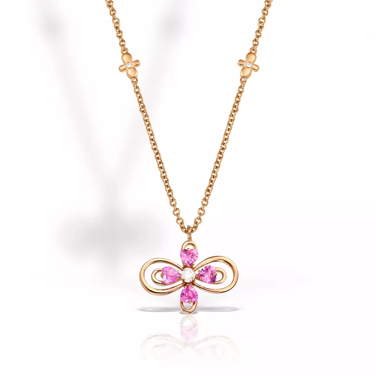 Colier Infinity Love Henri Maillardet cu safir si diamant, din aur roz de 18K