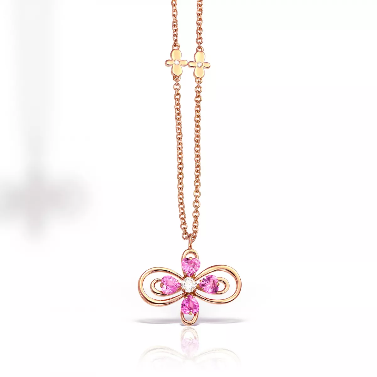 Coliere - Colier Infinity Love Henri Maillardet cu safir si diamant, din aur roz de 18K, cellini.ro