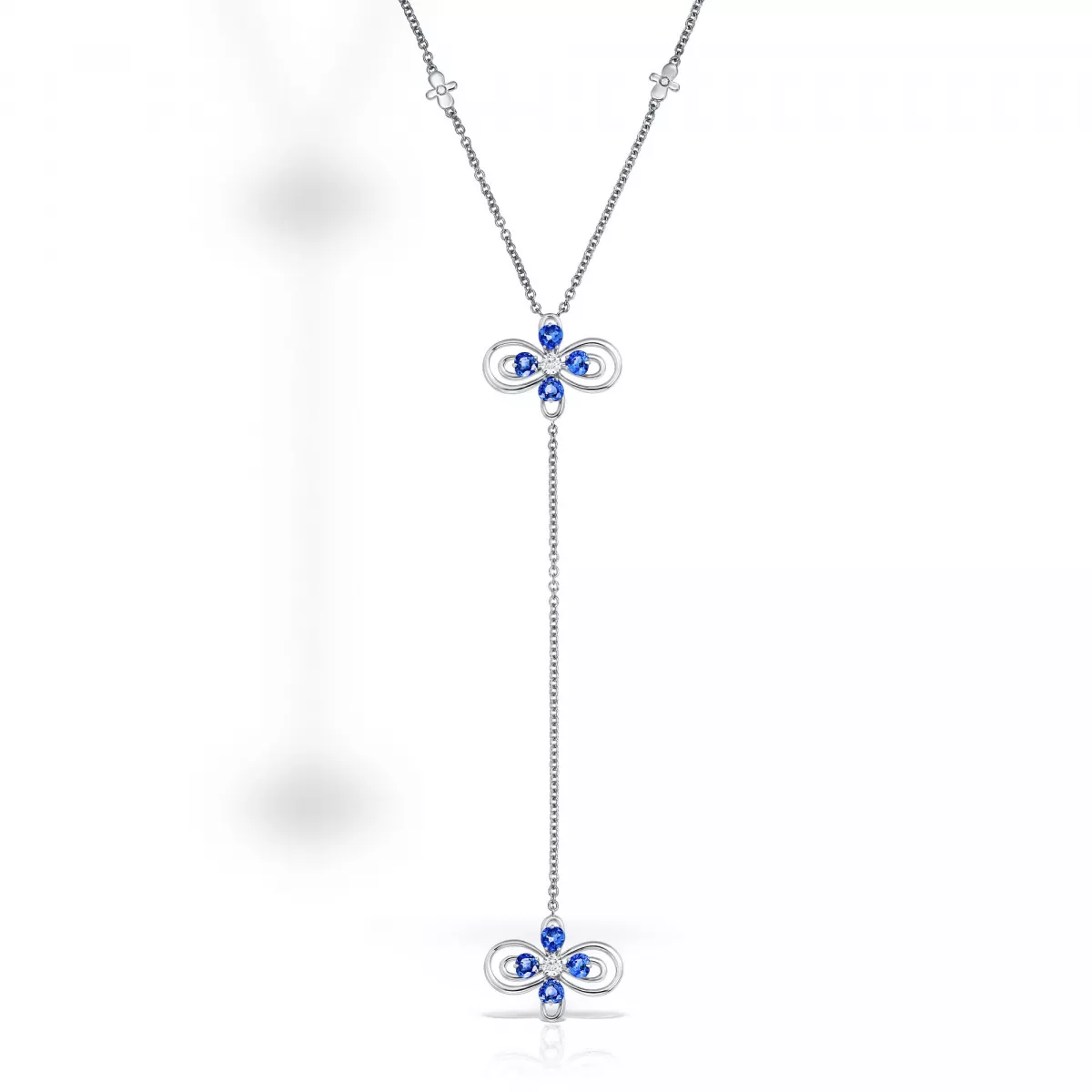 Colier Infinity Love Henri Maillardet cu safire si diamante, din aur alb  de 18K