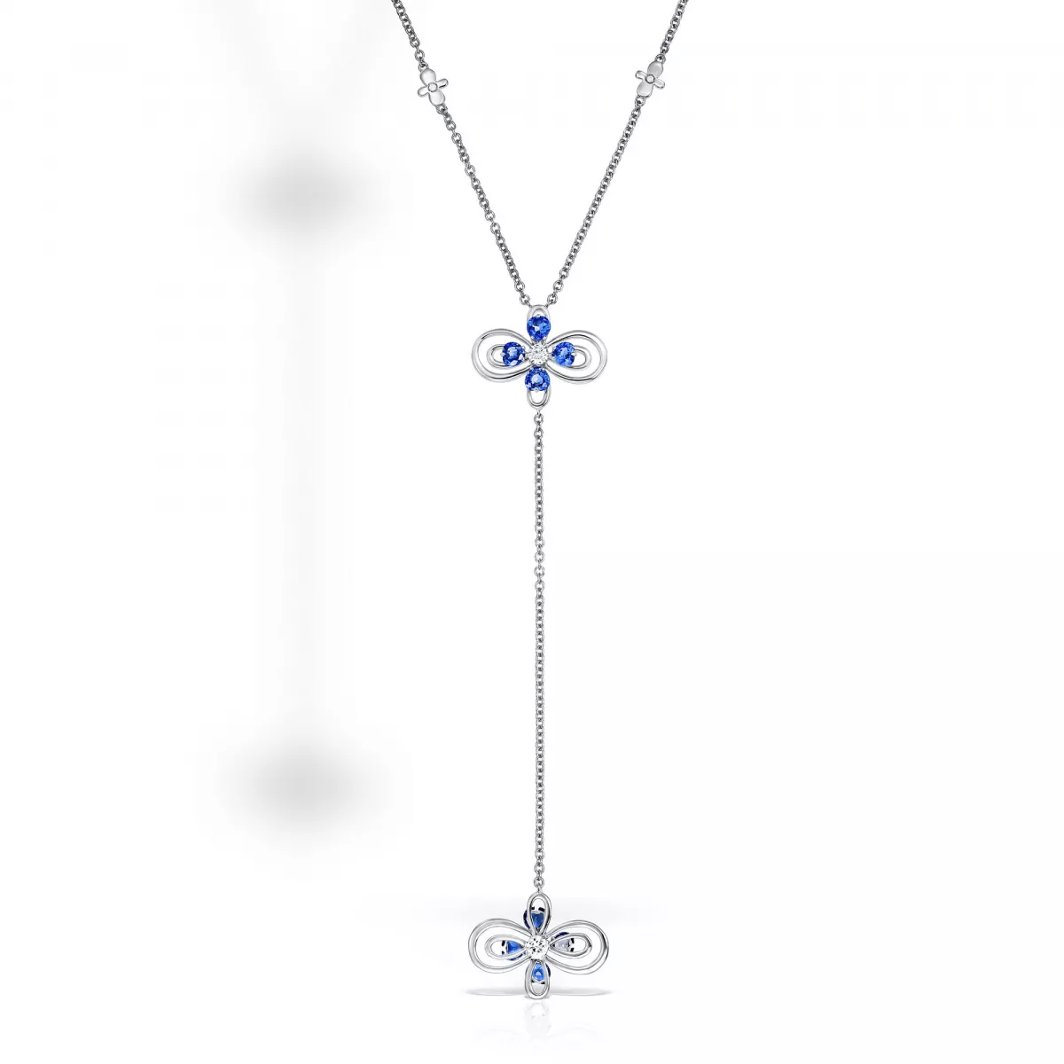 Coliere - Colier Infinity Love Henri Maillardet cu safire si diamante, din aur alb  de 18K, cellini.ro