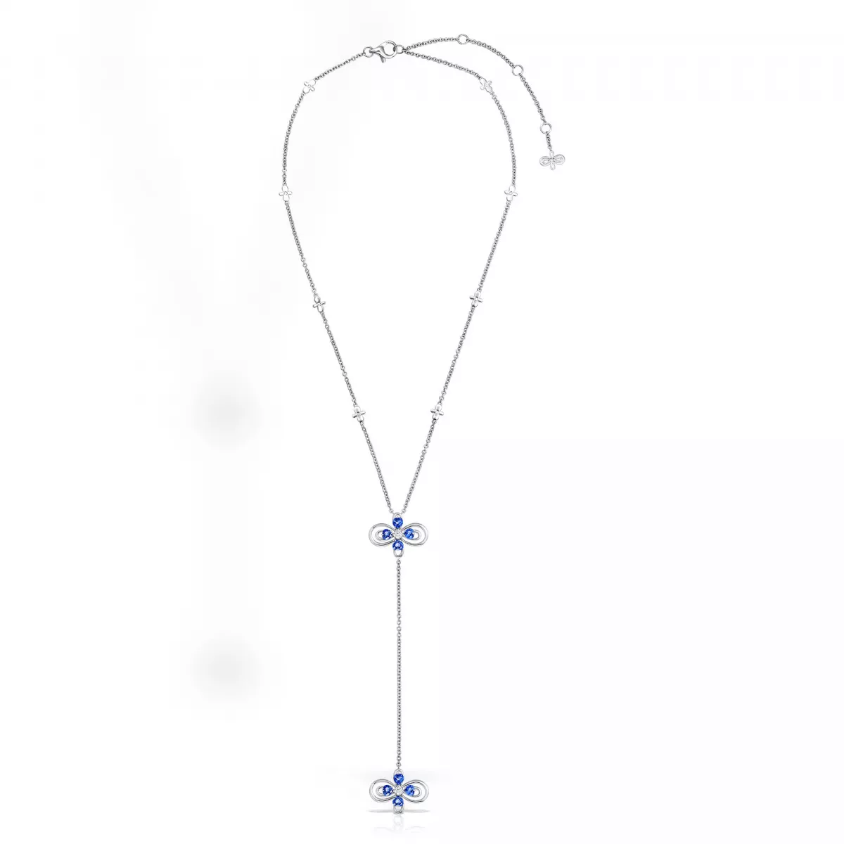 Colier Infinity Love Henri Maillardet cu safire si diamante, din aur alb  de 18K