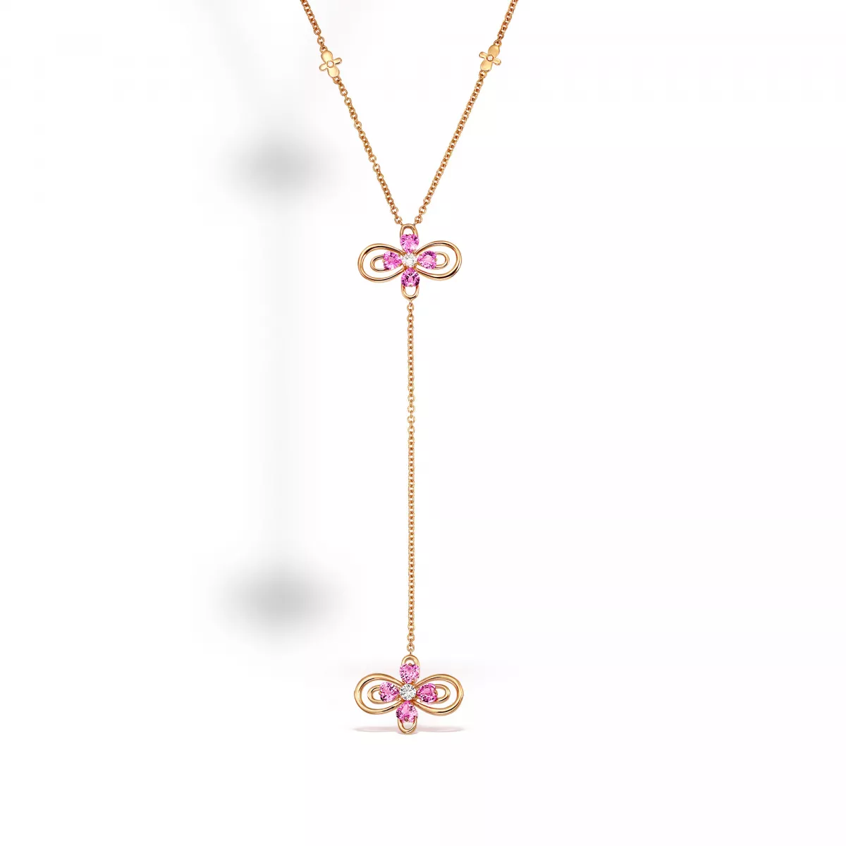 Colier Infinity Love Henri Maillardet cu safire si diamante, din aur roz de 18K