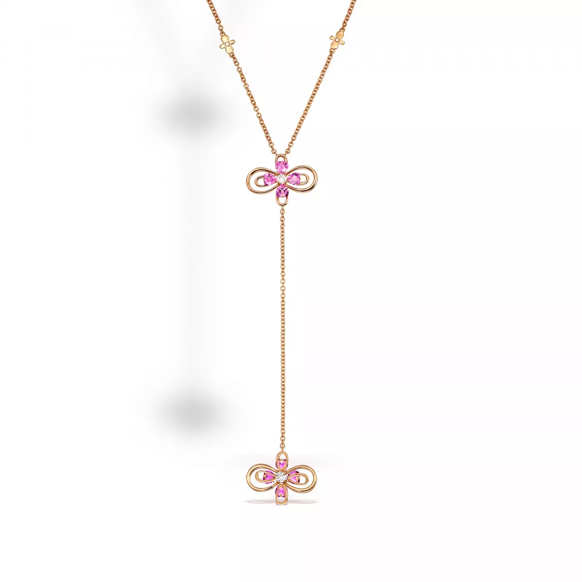 Coliere - Colier Infinity Love Henri Maillardet cu safire si diamante, din aur roz de 18K, cellini.ro