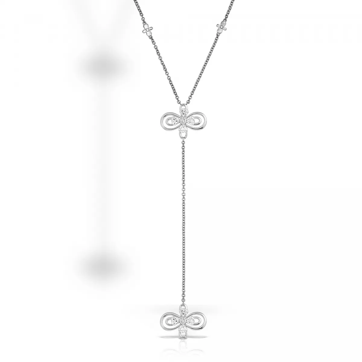 Colier Infinity Love Henri Maillardet cu diamante si safire, din aur alb  de 18K