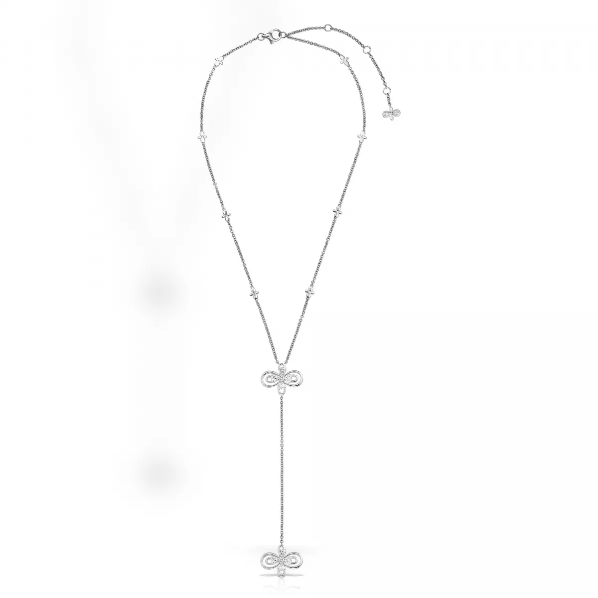 Colier Infinity Love Henri Maillardet cu diamante si safire, din aur alb  de 18K