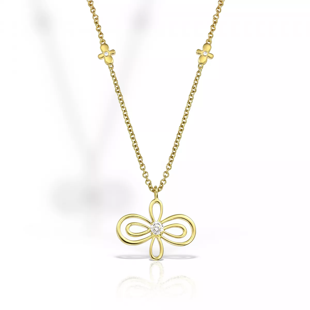 Colier Infinity Flower Henri Maillardet cu diamant, din aur galben de 18K