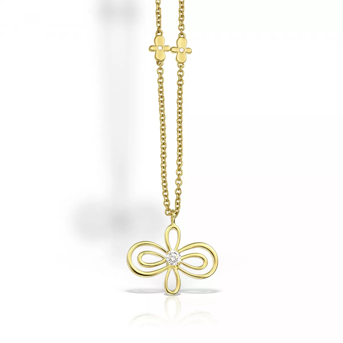 Coliere - Colier Infinity Flower Henri Maillardet cu diamant, din aur galben de 18K, cellini.ro