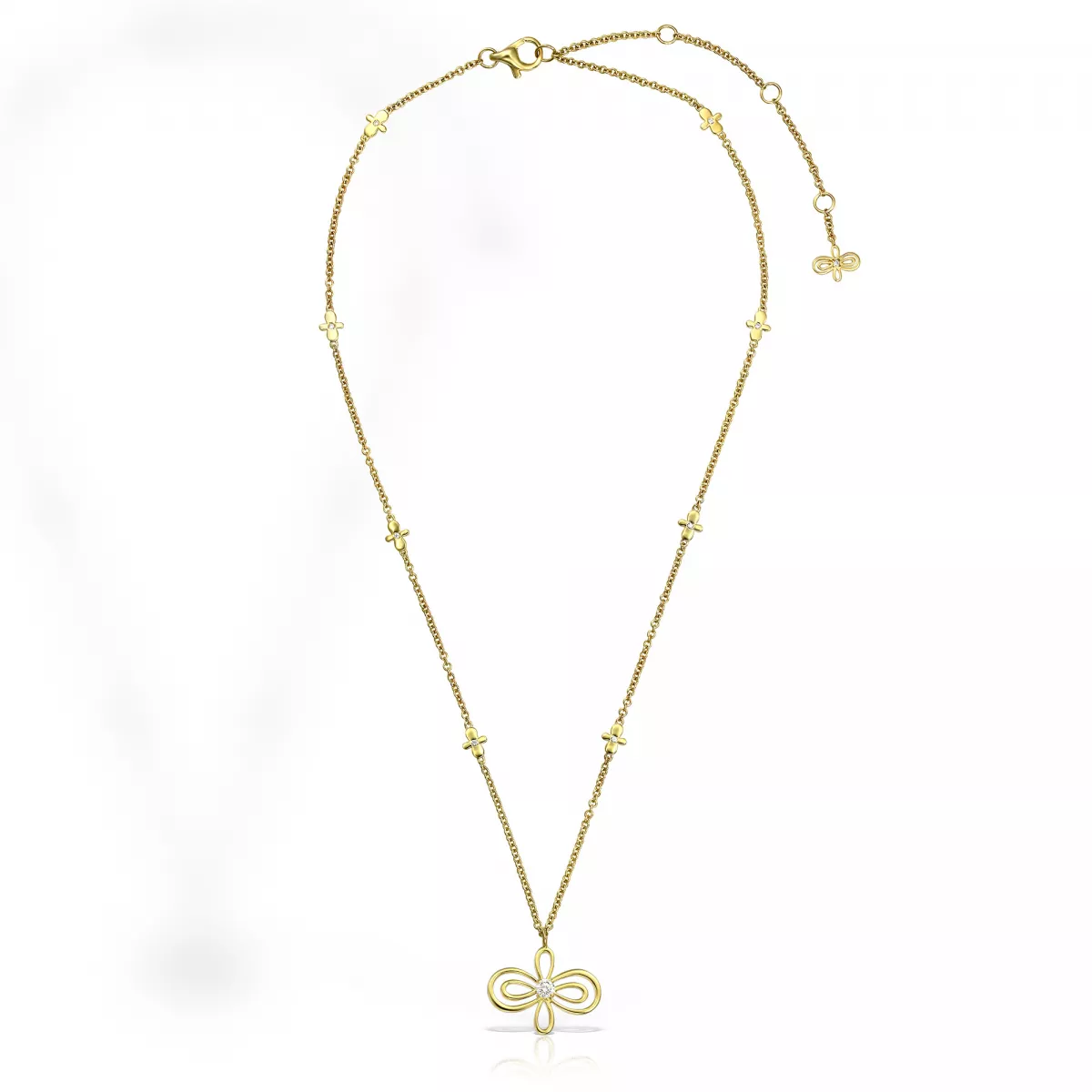 Colier Infinity Flower Henri Maillardet cu diamant, din aur galben de 18K