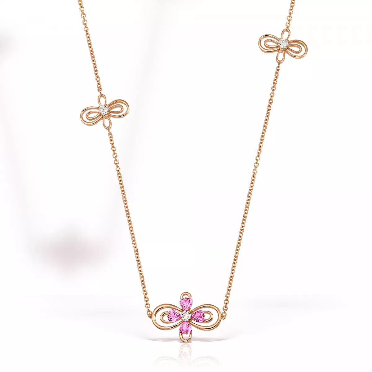 Sautoire Infinity Love Henri Maillardet cu safire si diamante, din aur roz de 18K