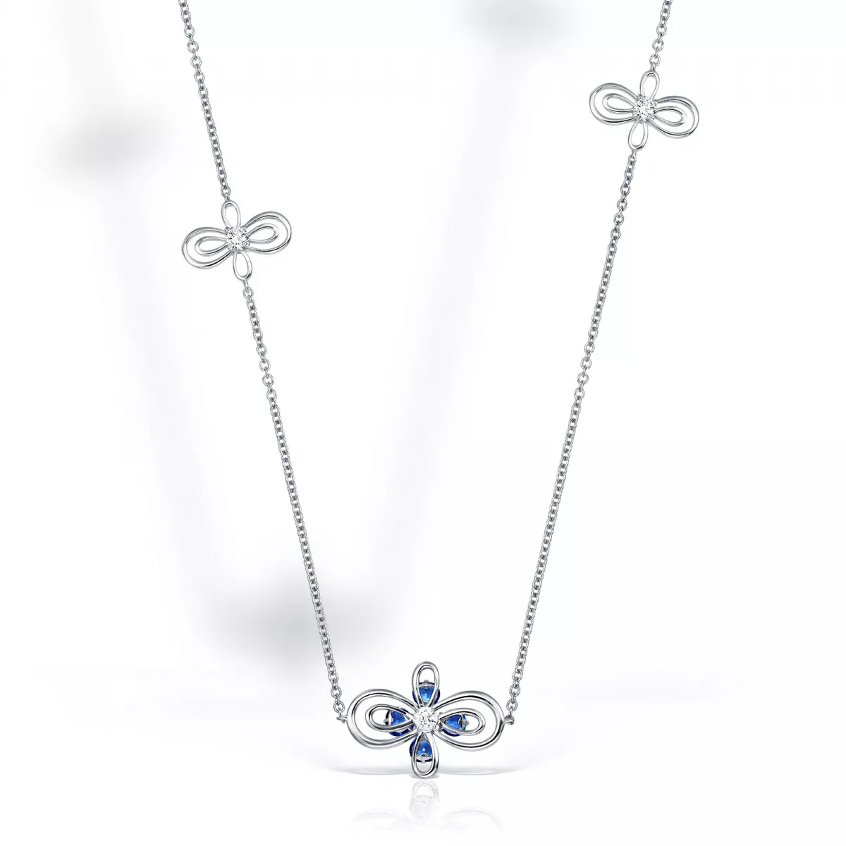 Coliere - Sautoire Infinity Love Henri Maillardet cu safire si diamante, din aur alb  de 18K, cellini.ro