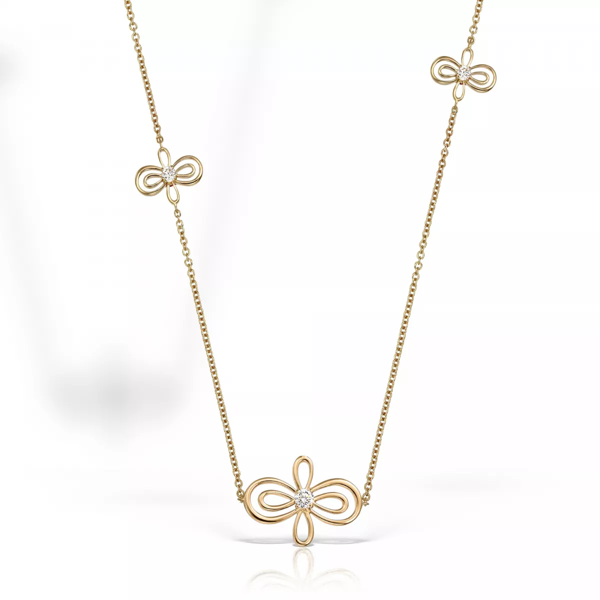 Sautoire Infinity Flower Henri Maillardet cu diamante si rubine, din aur roz de 18K
