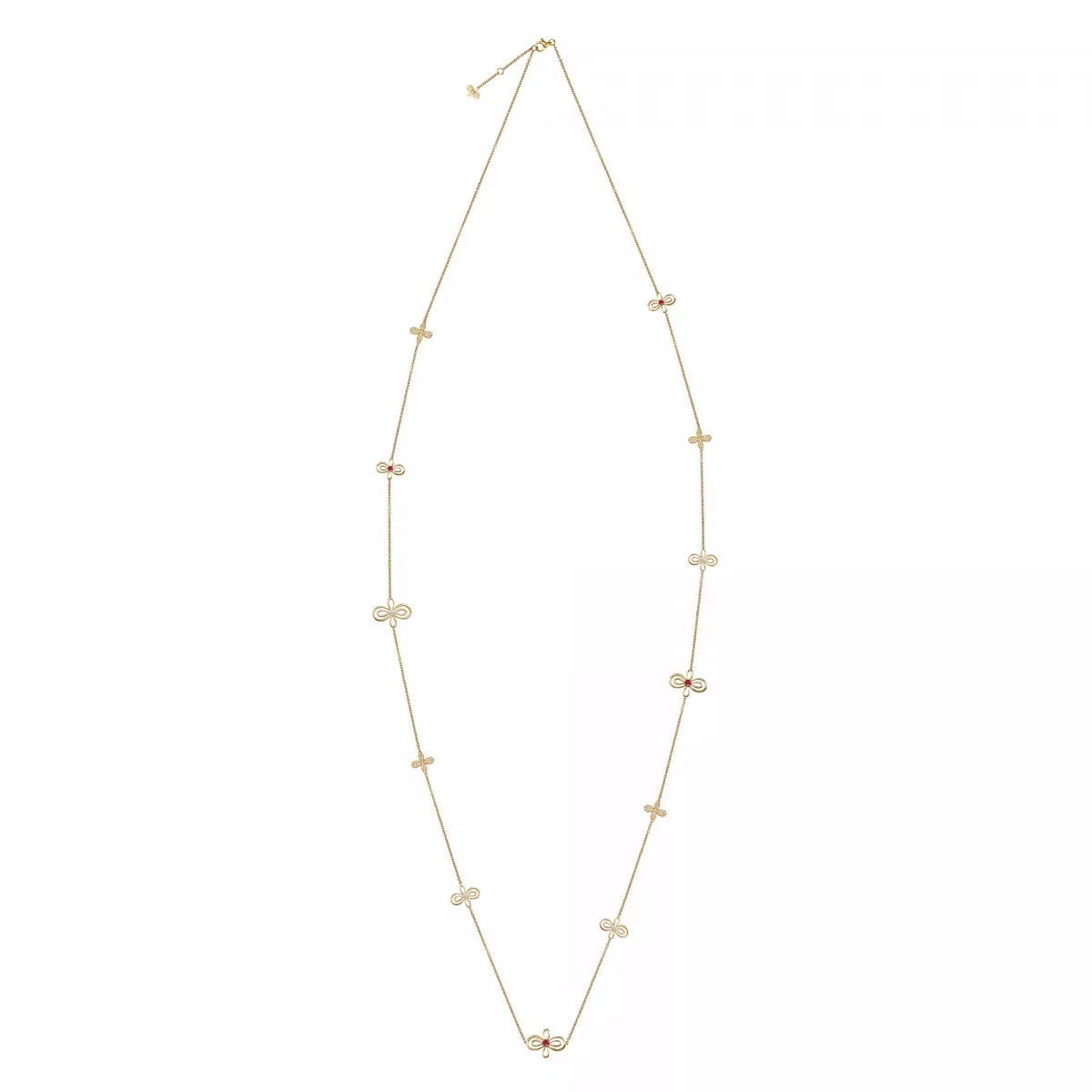 Sautoire Infinity Flower Henri Maillardet cu diamante si rubine, din aur roz de 18K