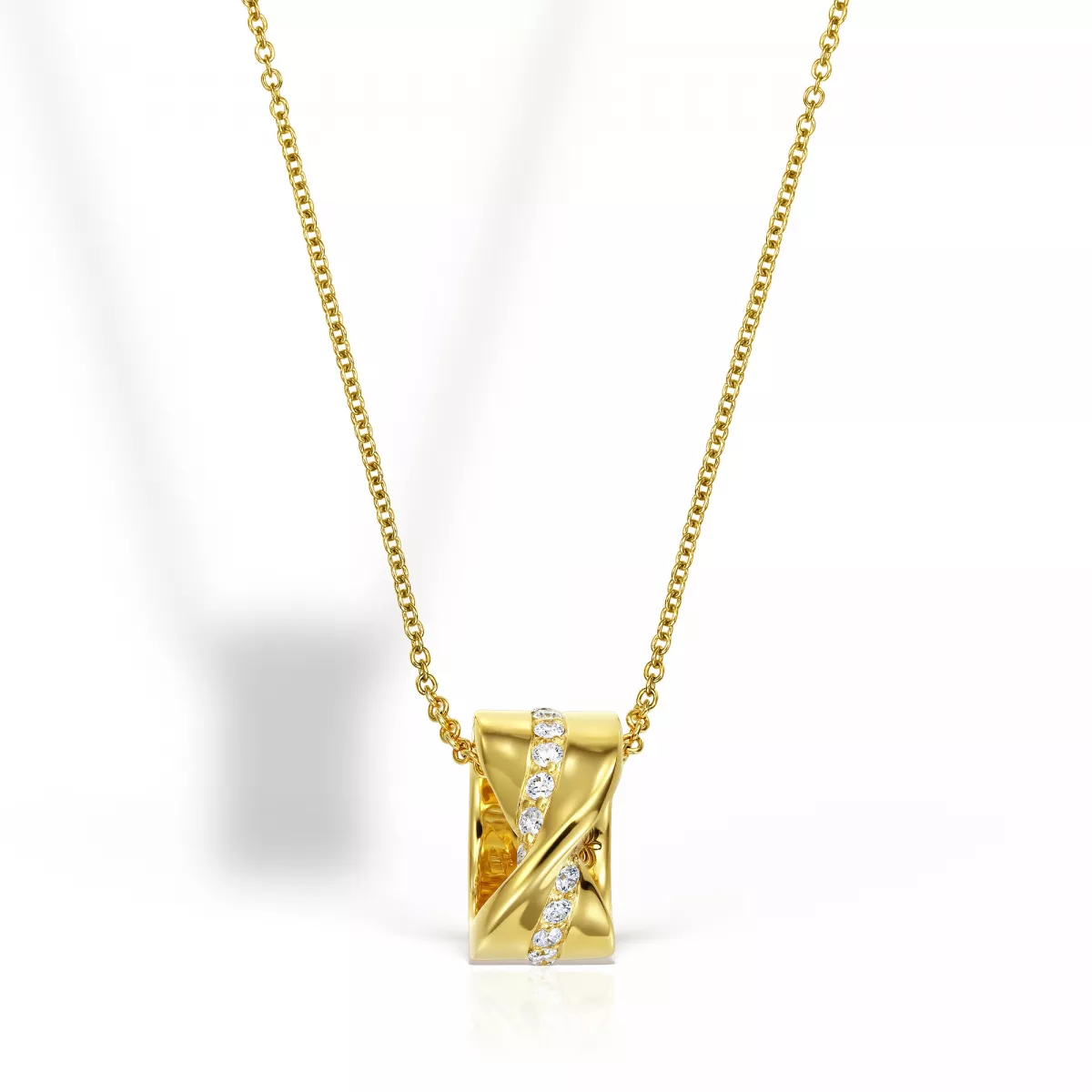 Coliere - Lant cu pandantiv Mobius Henri Maillardet cu diamante, din aur galben de 18K, cellini.ro