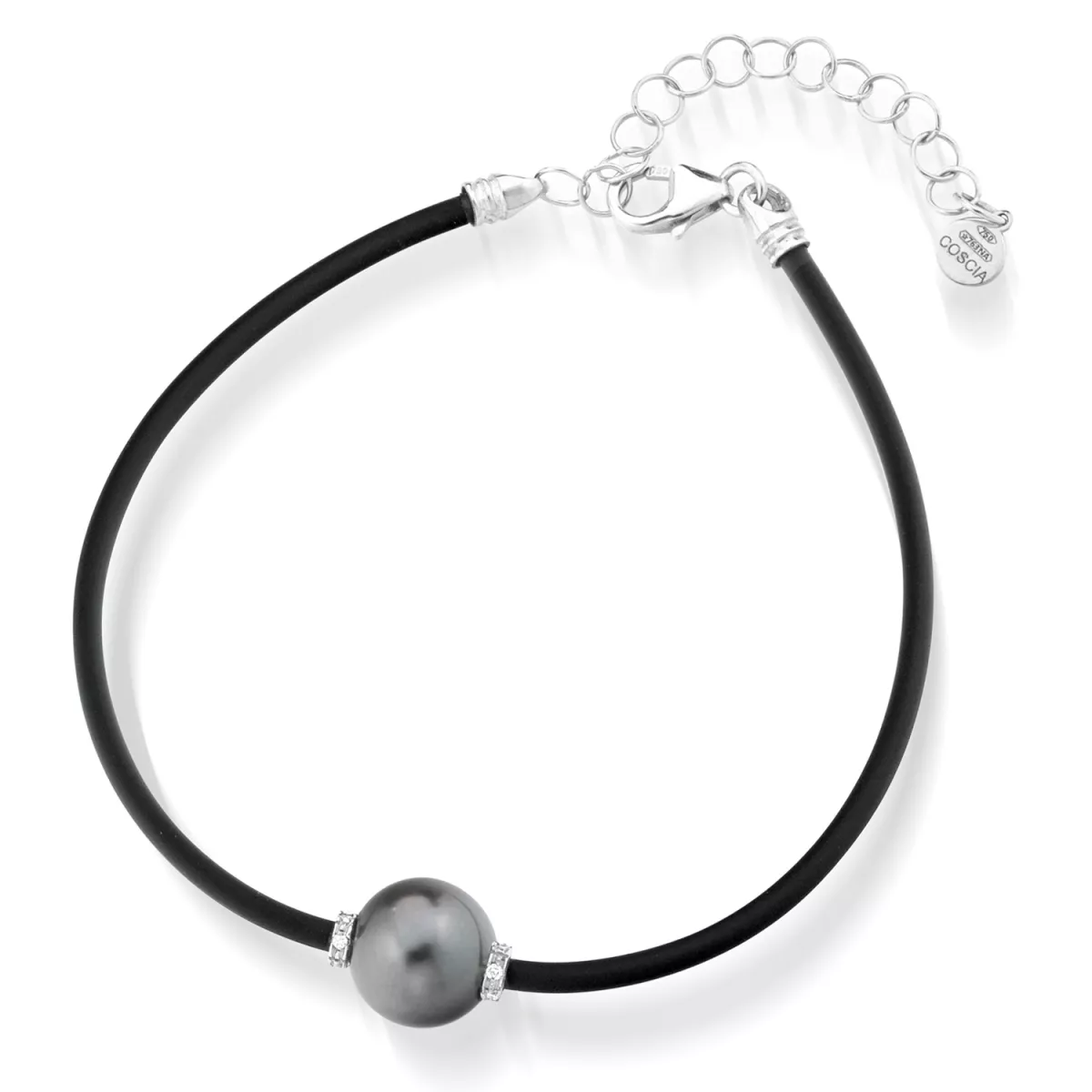Bratara  Coscia cu perle si diamante, din aur alb  de 18K
