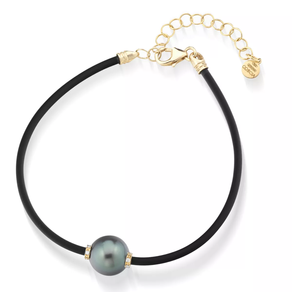 Bratara  Coscia cu perle si diamante, din aur galben de 18K