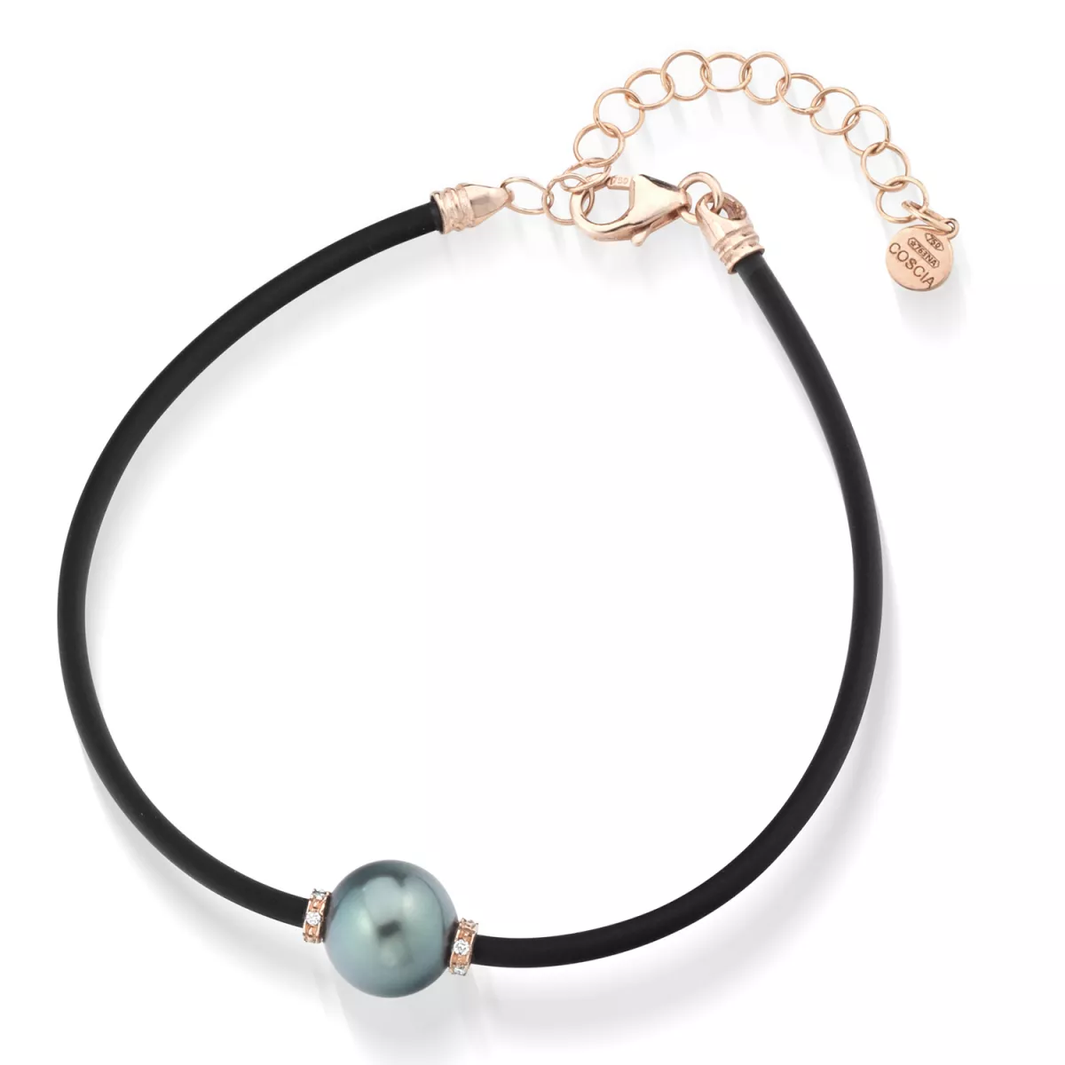 Bratara Coscia cu perle si diamante, din aur roz de 18K