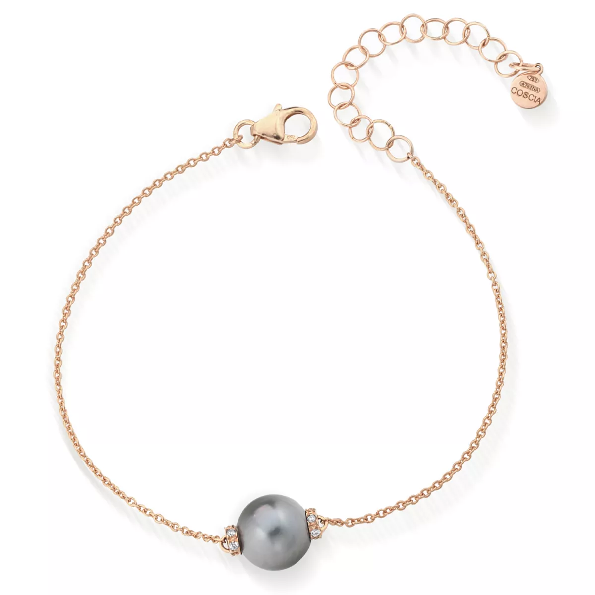 Bratara  Coscia cu perle si diamante, din aur roz de 18K